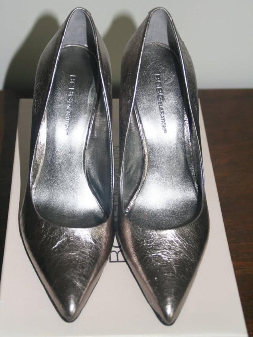 BCBGeneration Stiletto Heels NWT Size 7.5 Metallic Silver Pewter